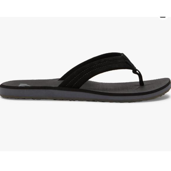 Quiksilver Carver Suede Core Black Flip Flop Sandal Leather Strap US9 EUR42 NWT - Picture 1 of 3